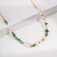 Sterling Silver Pearl Mixed Green Gemstones Necklace