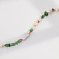 Sterling Silver Pearl Mixed Green Gemstones Necklace