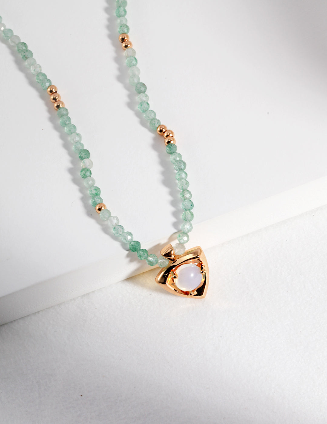 Sterling Silver Opal with Green Strawberry Quartz Necklace