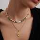 Sterling Silver Pearl Mixed Green Gemstones Necklace