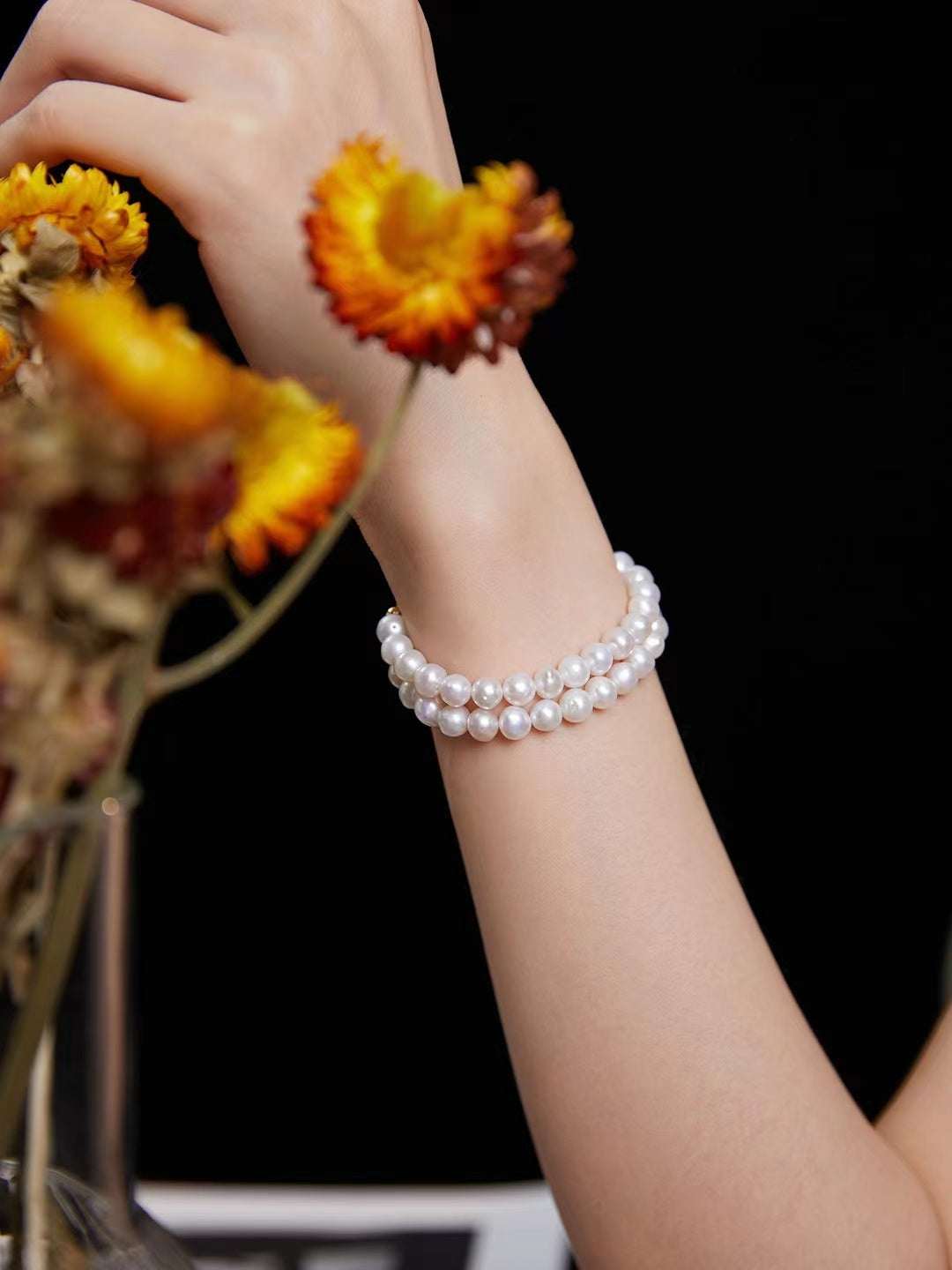 Pearl and 18k Gold Plated Layered Bracelet