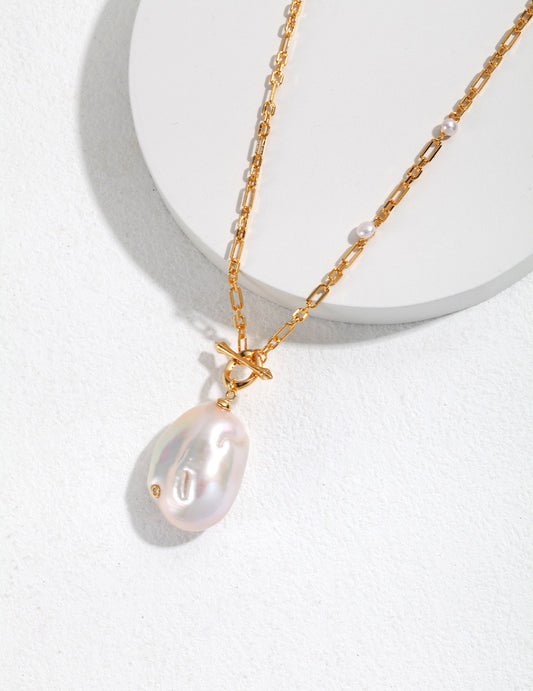 Sterling Silver Baroque Pearl Necklace