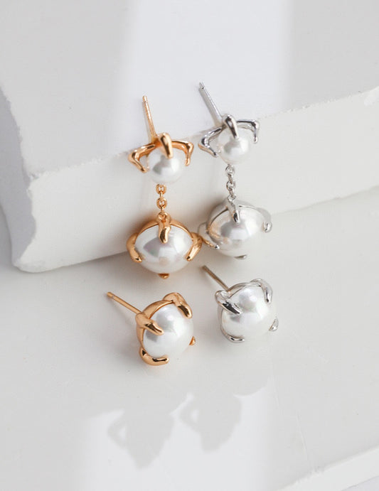 AB cutting pearl pendant earring