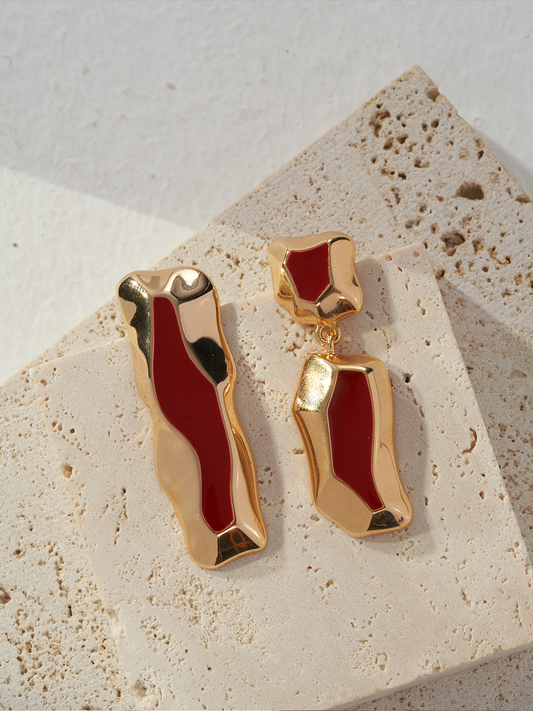 Red glazed craft earrings