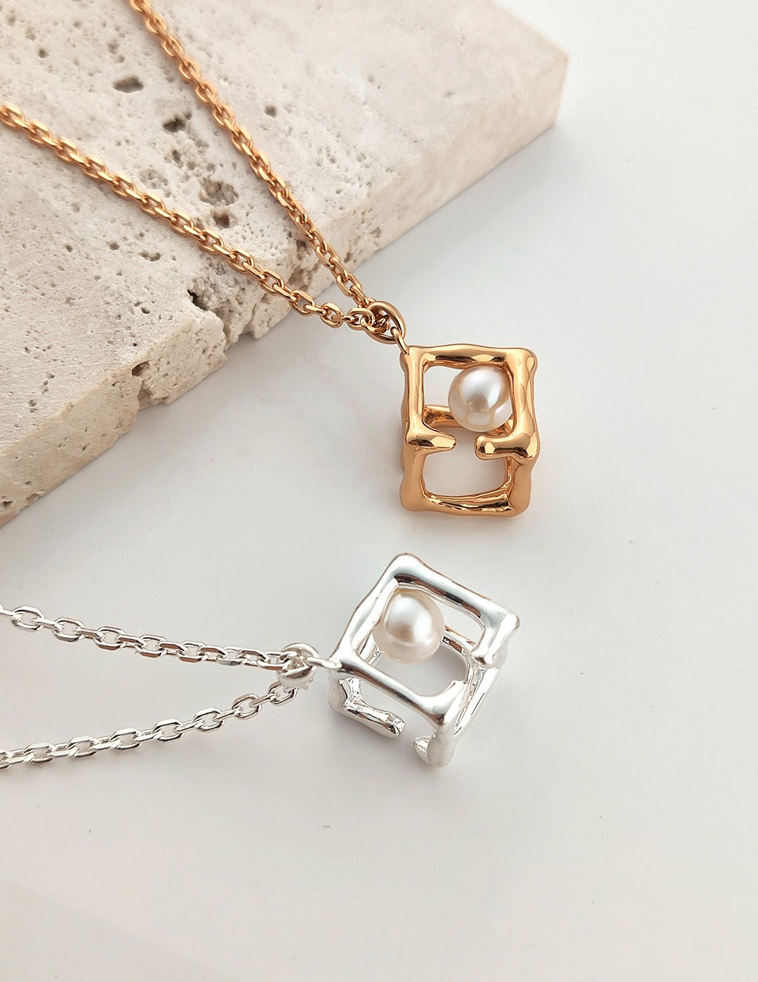 Cube Pearl Necklace