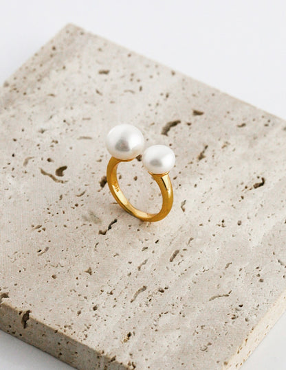 Large&mini pearl adjustable ring