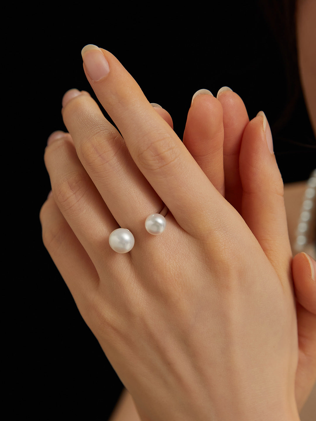 Large&mini pearl adjustable ring