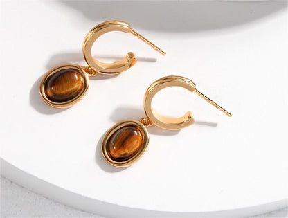 Tiger Eye Hoop Earrings