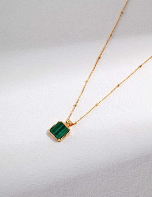 Green Malachite 18K Gold Plated Necklace