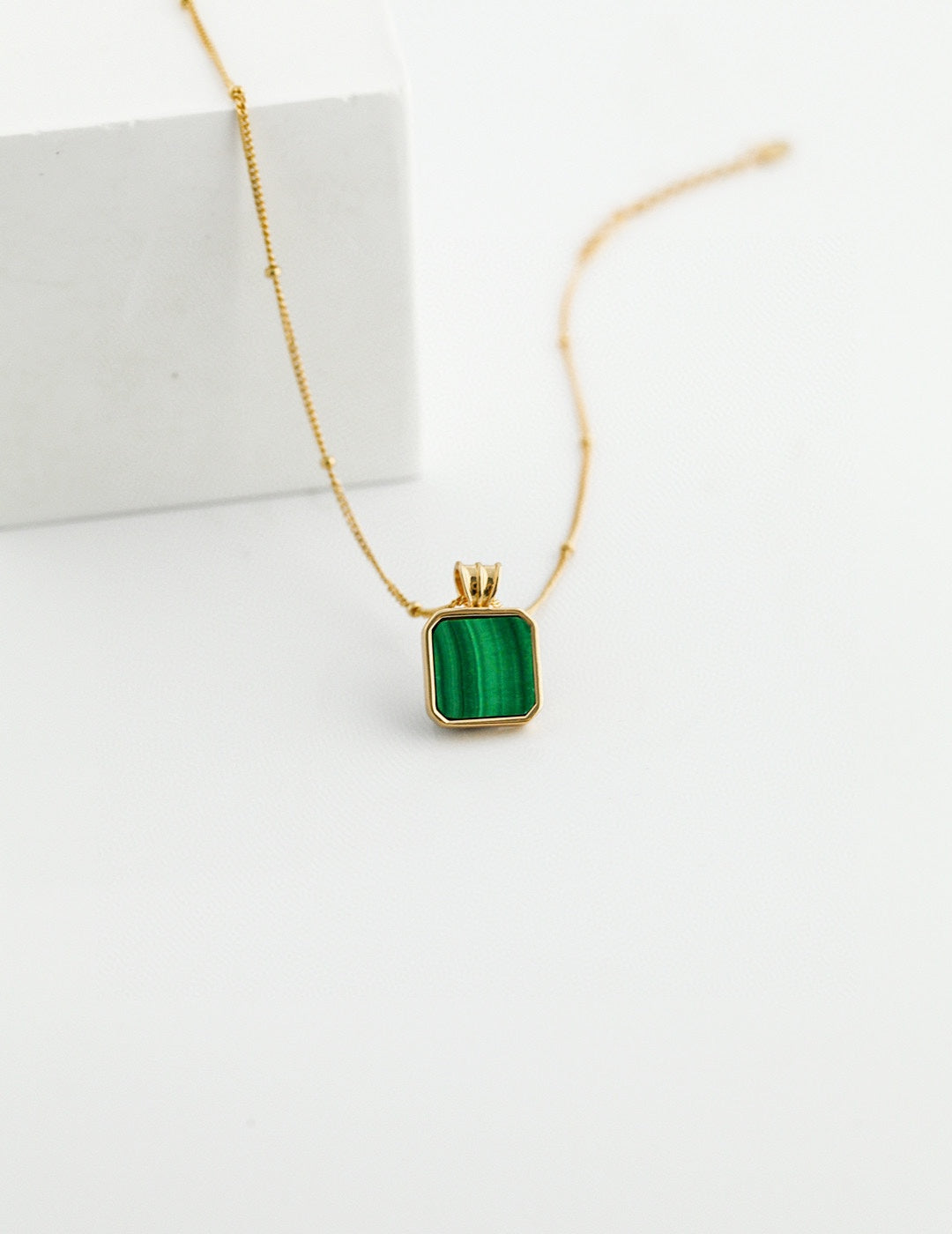 Green Malachite 18K Gold Plated Necklace