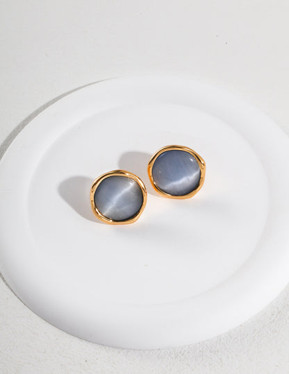 Cat's Eye Gemstone Ear Studs