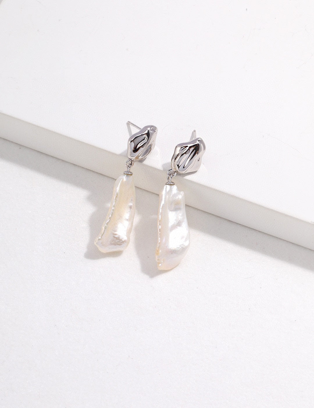 Natural Elongated Baroque Pearl Earrings