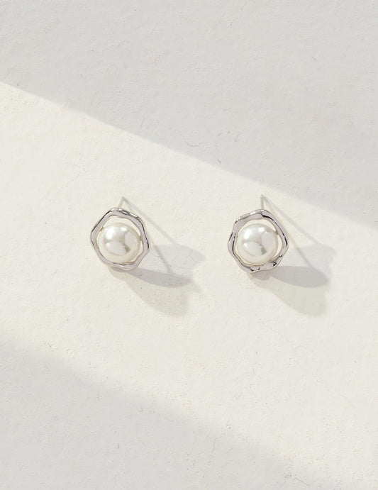 Large Pearl Sphere Charm Studs