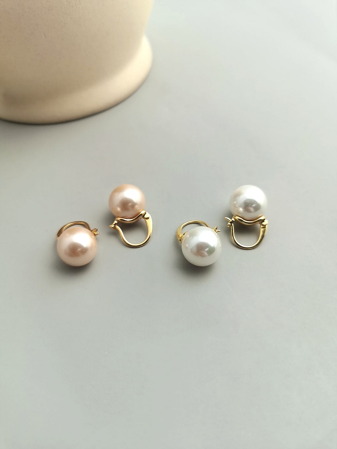 Single Bold Pearl Small Hoops